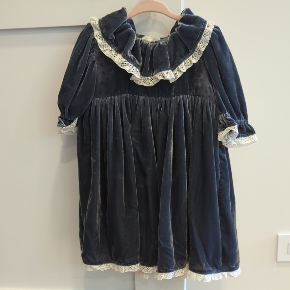 Noralee Velvet Dress with Lace Trim Size 2
